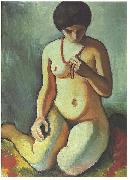 Female nude with coral necklace, August Macke